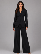 Women’s Button Blazer and Wide-Leg Trouser Set