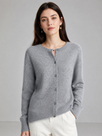 Women’s Button Front Cardigan with Round Neck