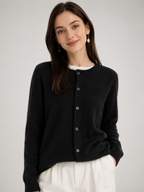 Women’s Button Front Cardigan with Round Neck