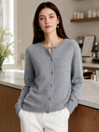 Women’s Button Front Cardigan with Round Neck