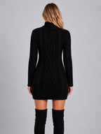 Women’s Cable Knit Jumper Dress with Roll Neck
