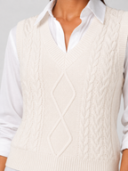 Women’s Cable Knit Jumper Vest with V-Neck