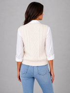 Women’s Cable Knit Jumper Vest with V-Neck