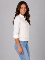 Women’s Cable Knit Jumper Vest with V-Neck