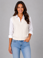 Women’s Cable Knit Jumper Vest with V-Neck