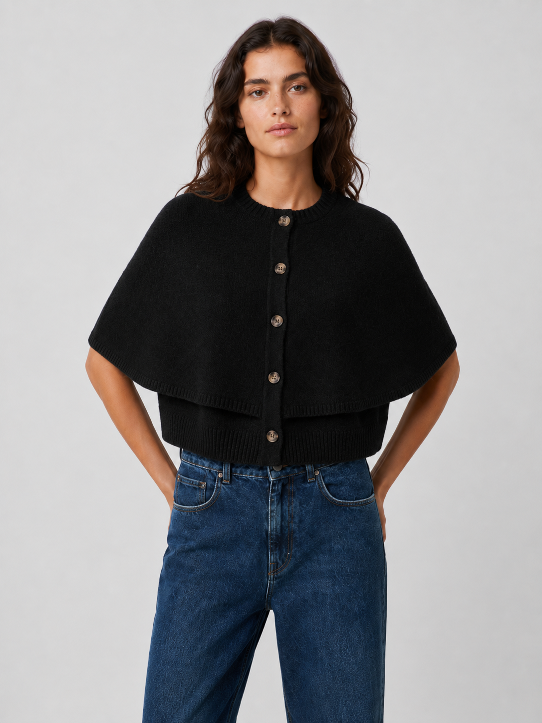 Women’s Cape Knit Cardigan with Button Front