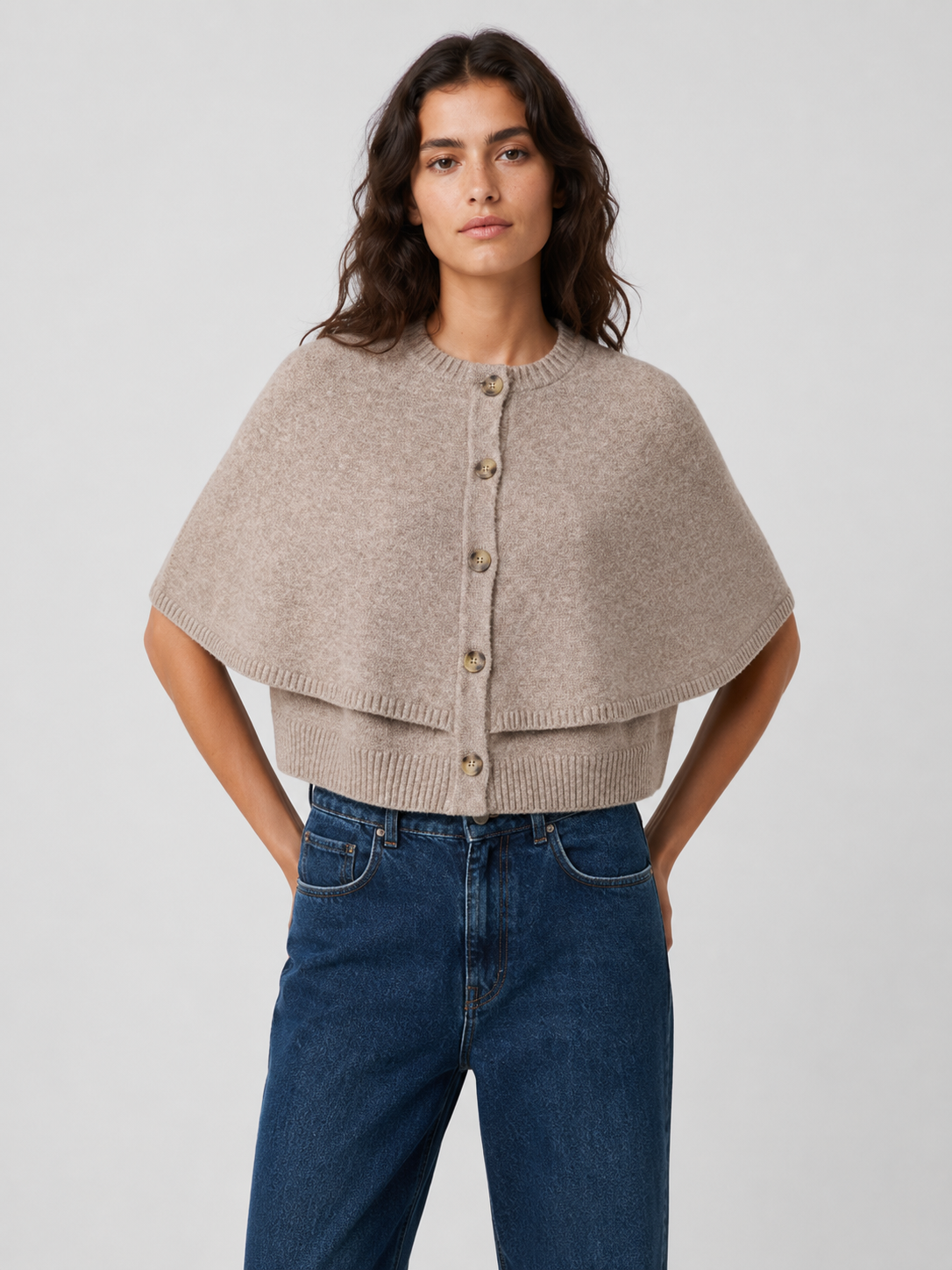 Women’s Cape Knit Cardigan with Button Front