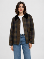 Women's Checked Jacket with Contrasting Collar
