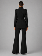 Women’s Collarless Blazer and Wide-Leg Trouser Set
