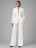 Women’s Collarless Blazer and Wide-Leg Trouser Set