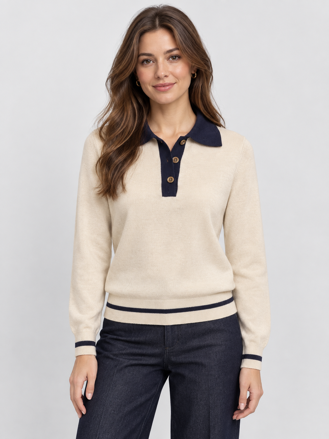 Women's Colour Block Long-Sleeve Knit Jumper