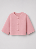 Women’s Cropped Knit Cardigan with Round Neck and Button Front