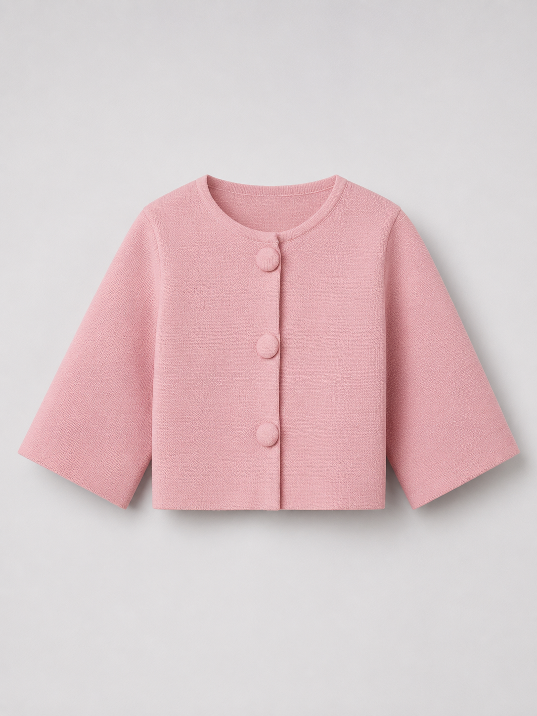 Women’s Cropped Knit Cardigan with Round Neck and Button Front