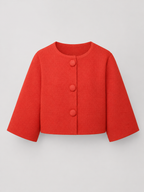 Women’s Cropped Knit Cardigan with Round Neck and Button Front