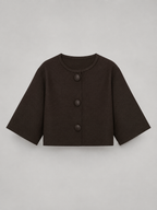 Women’s Cropped Knit Cardigan with Round Neck and Button Front
