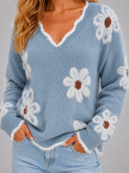 Women’s Floral V-Neck Knit Jumper