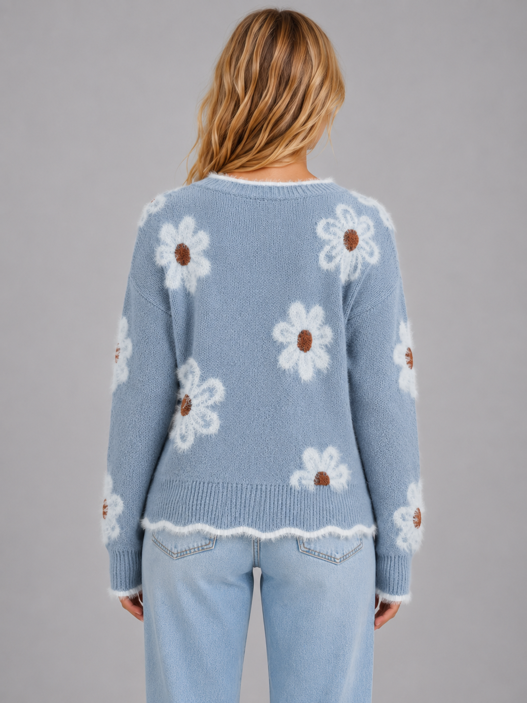 Women’s Floral V-Neck Knit Jumper
