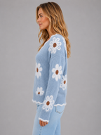 Women’s Floral V-Neck Knit Jumper