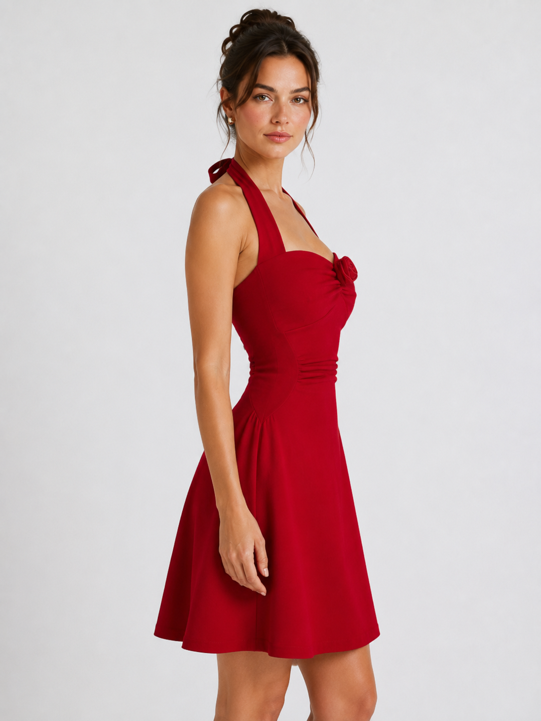 Women’s Halter Mini Dress with Bow Detail