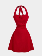 Women’s Halter Mini Dress with Bow Detail