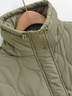 Women's High-Neck Quilted Padded Coat with Drawstring and Side Pockets