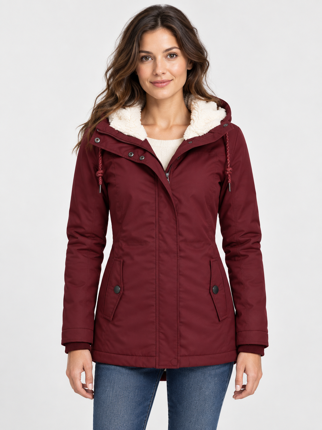 Women's Hooded Zip-Up Parka Jacket