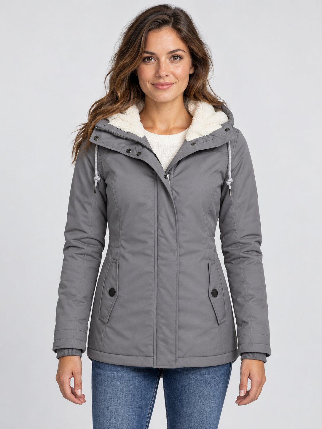 Women's Hooded Zip-Up Parka Jacket