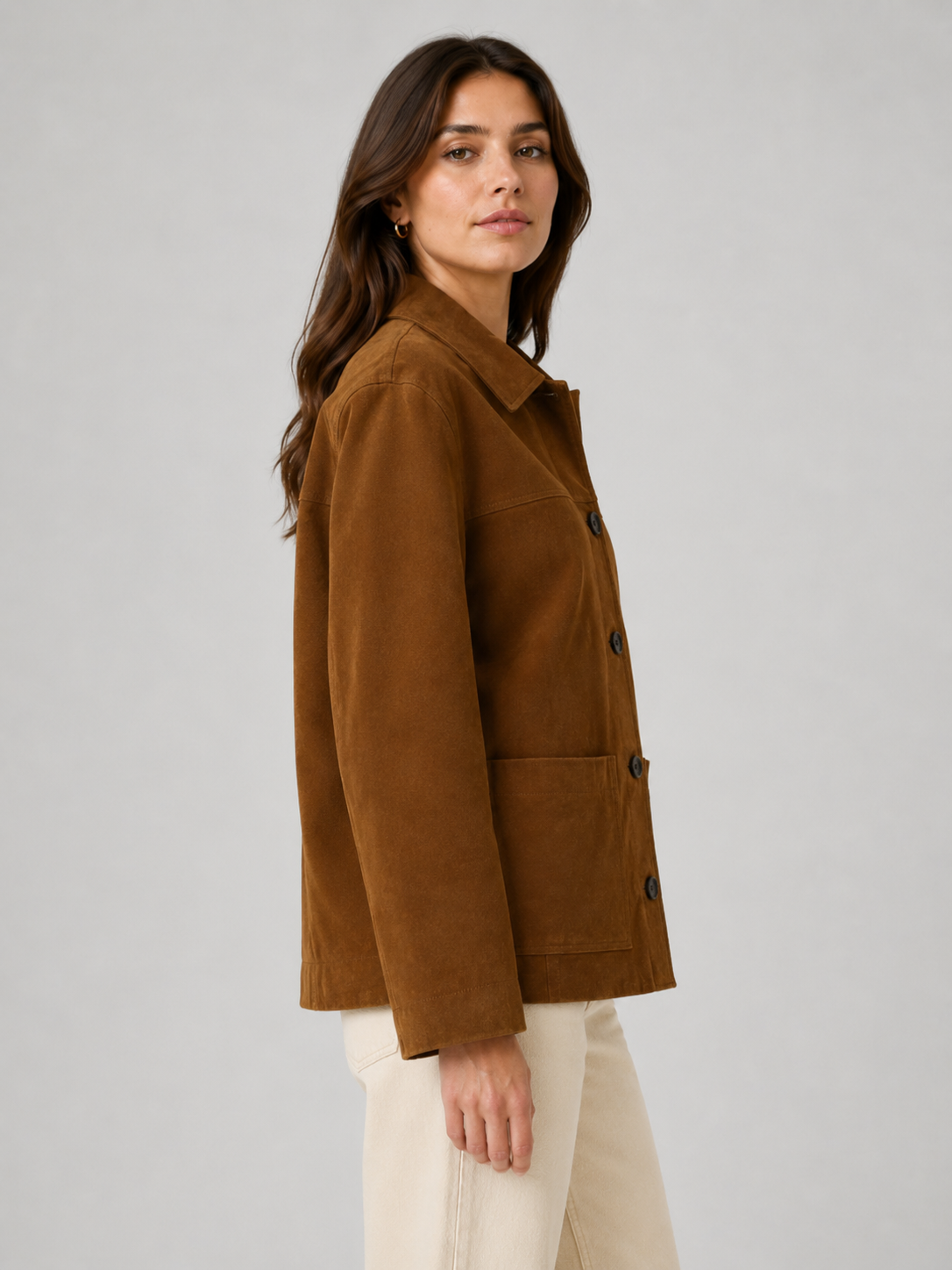 Women’s Jacket with Turn-Down Collar and Button Front