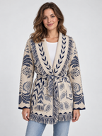 Women's Jacquard Tassel Patchwork V-Neck Cardigan