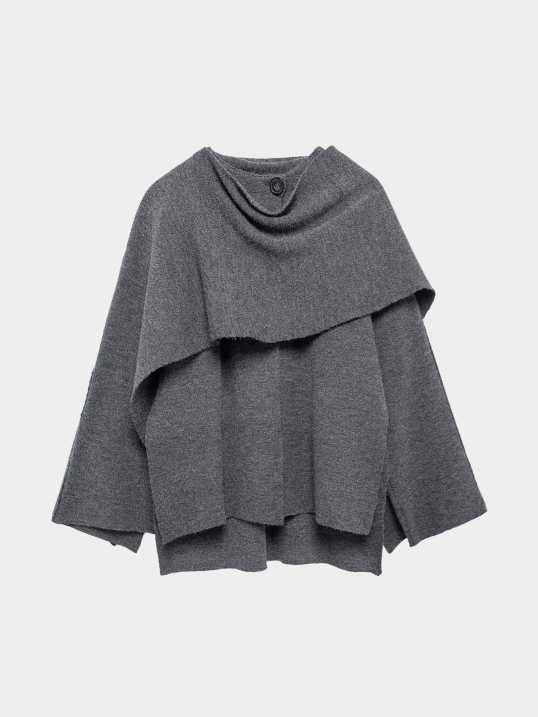 Women’s Knit Jacket with O-Neck and Cape-Style Overlay