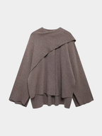 Women’s Knit Jacket with O-Neck and Cape-Style Overlay
