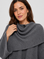 Women’s Knit Jacket with O-Neck and Cape-Style Overlay