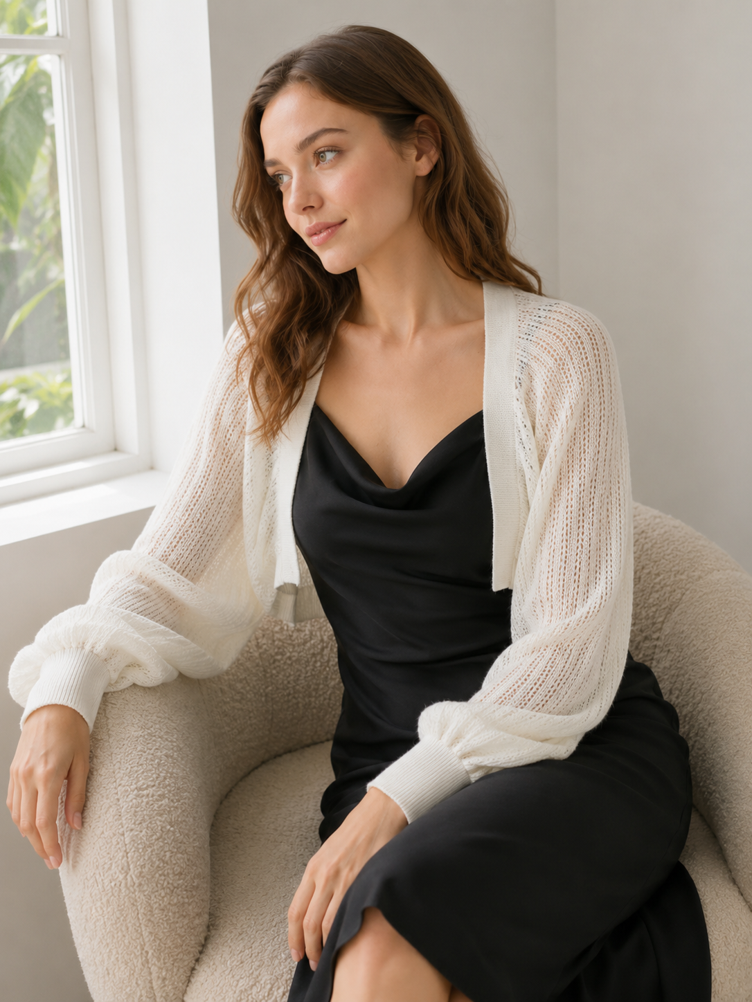 Women’s Open Knit Cropped Cardigan