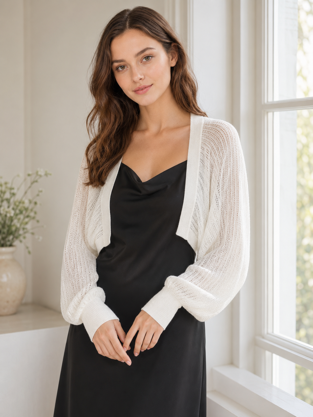 Women’s Open Knit Cropped Cardigan