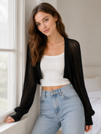 Women’s Open Knit Cropped Cardigan