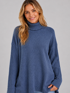 Women’s Oversized Longline Roll Neck Knit Jumper
