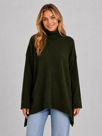 Women’s Oversized Longline Roll Neck Knit Jumper