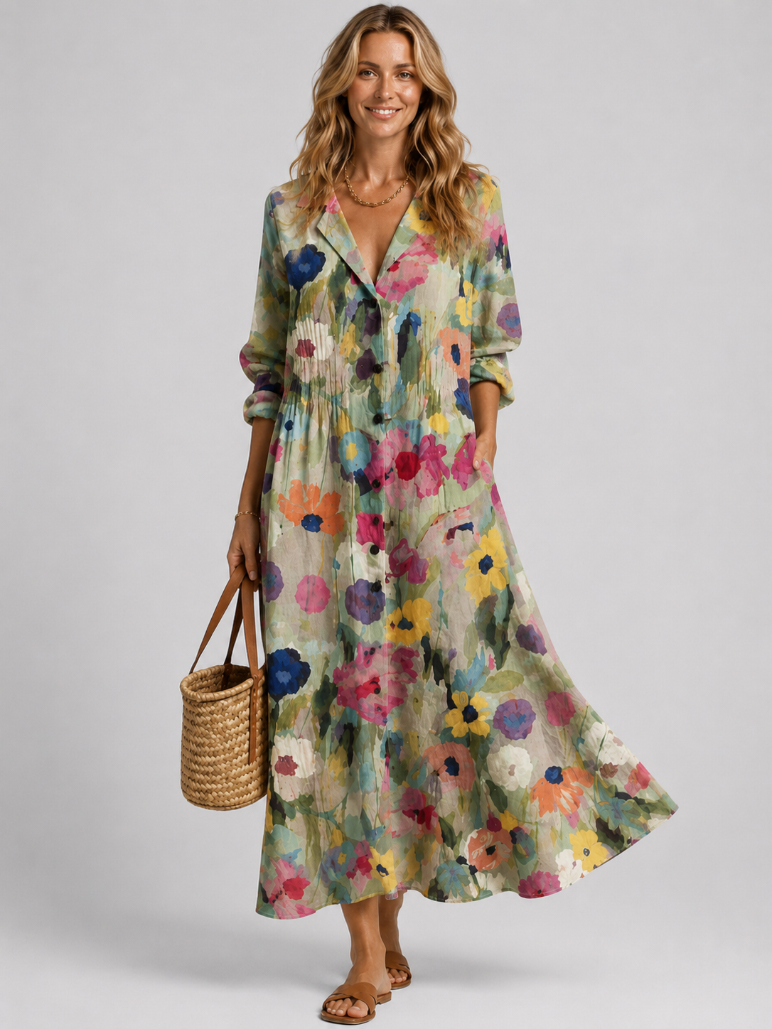 Women’s Printed Shirt Dress with Short Sleeves