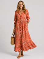 Women’s Printed Shirt Dress with Short Sleeves