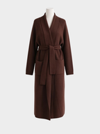 Women's Shawl-Collar Belted Long Wrap Cardigan