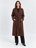 Women's Shawl-Collar Belted Long Wrap Cardigan
