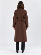 Women's Shawl-Collar Belted Long Wrap Cardigan