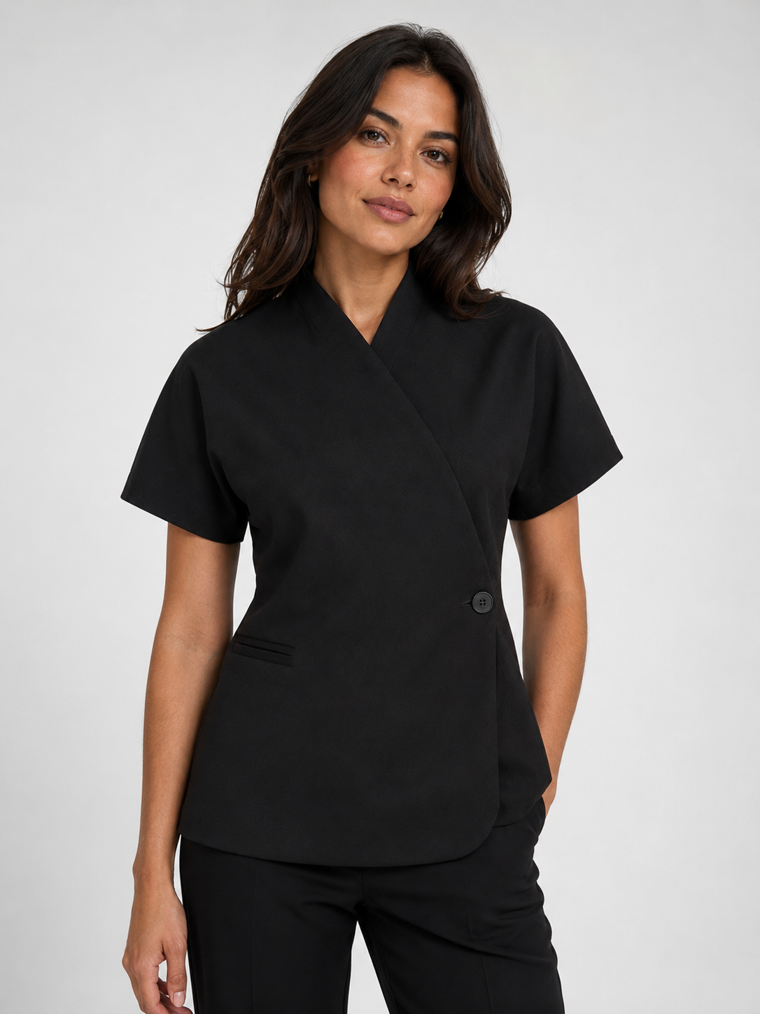 Women’s Short Sleeve Blazer with V-Neck