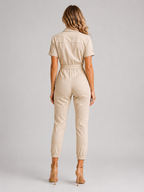 Women’s Short Sleeve Jumpsuit with Drawstring Waist
