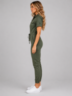Women’s Short Sleeve Jumpsuit with Drawstring Waist