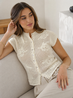 Women’s Short Sleeve Knit Cardigan with Button Front