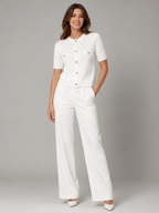 Women’s Short Sleeve Knit Cardigan with Round Neck