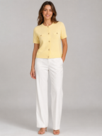 Women’s Short Sleeve Knit Cardigan with Round Neck