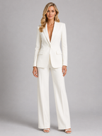 Women’s Single-Button Blazer and Wide-Leg Trouser Set