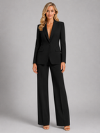 Women’s Single-Button Blazer and Wide-Leg Trouser Set